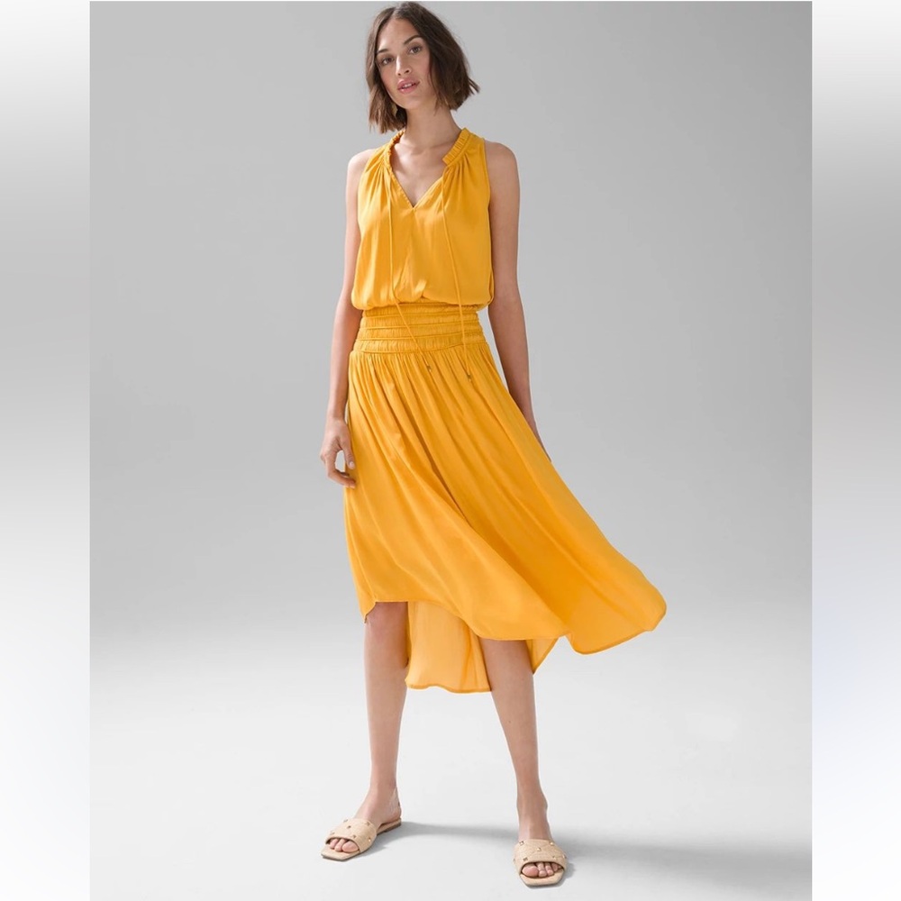 White House black market Elegant Yellow Women's long dress NWT - Picture 6 of 9